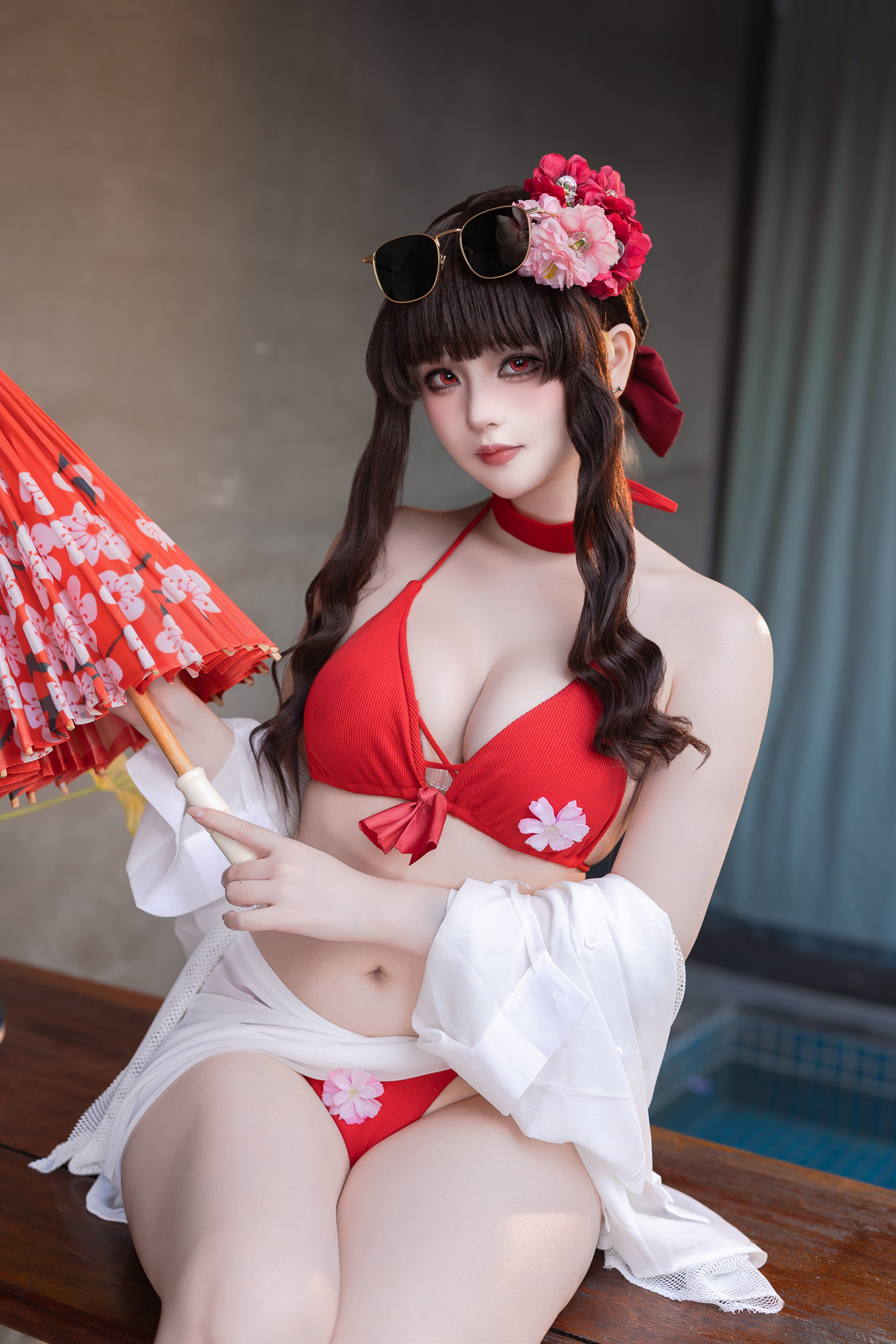 Cosplay 屿鱼 – 樱花泳装 Set.01