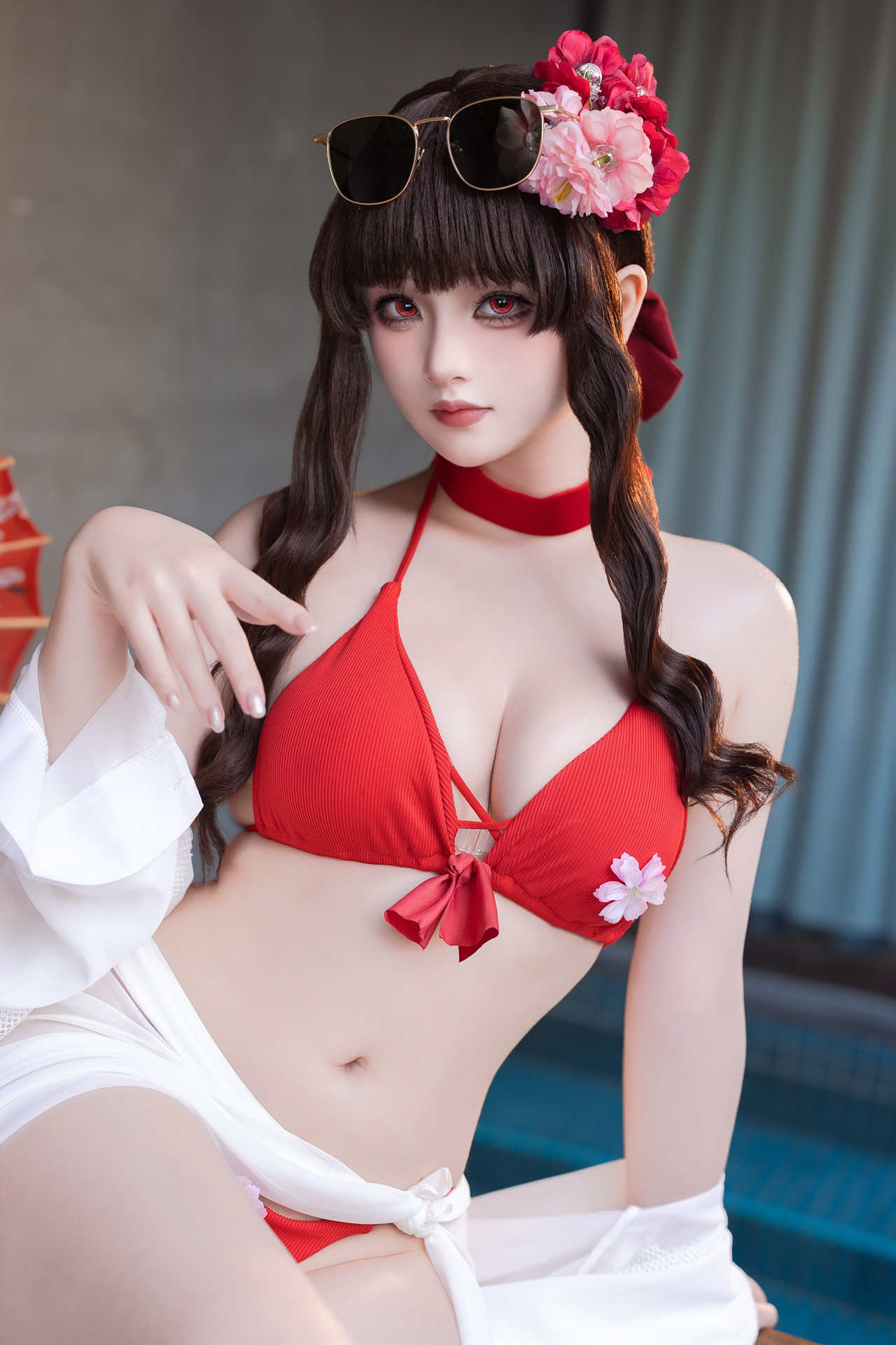 Cosplay 屿鱼 – 樱花泳装 Set.01