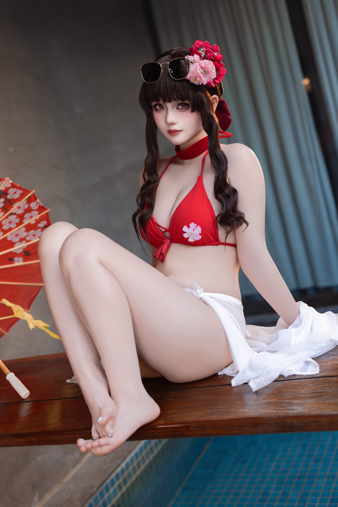 Cosplay 屿鱼 – 樱花泳装 Set.01