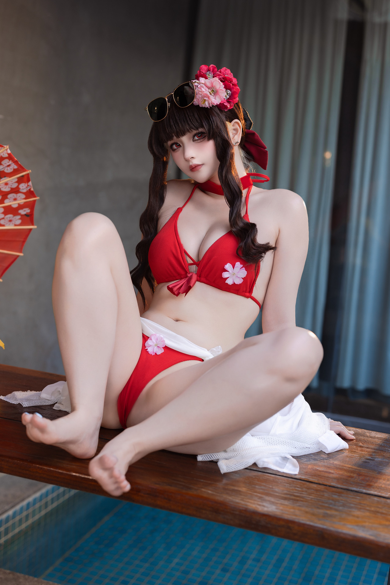 Cosplay 屿鱼 – 樱花泳装 Set.01