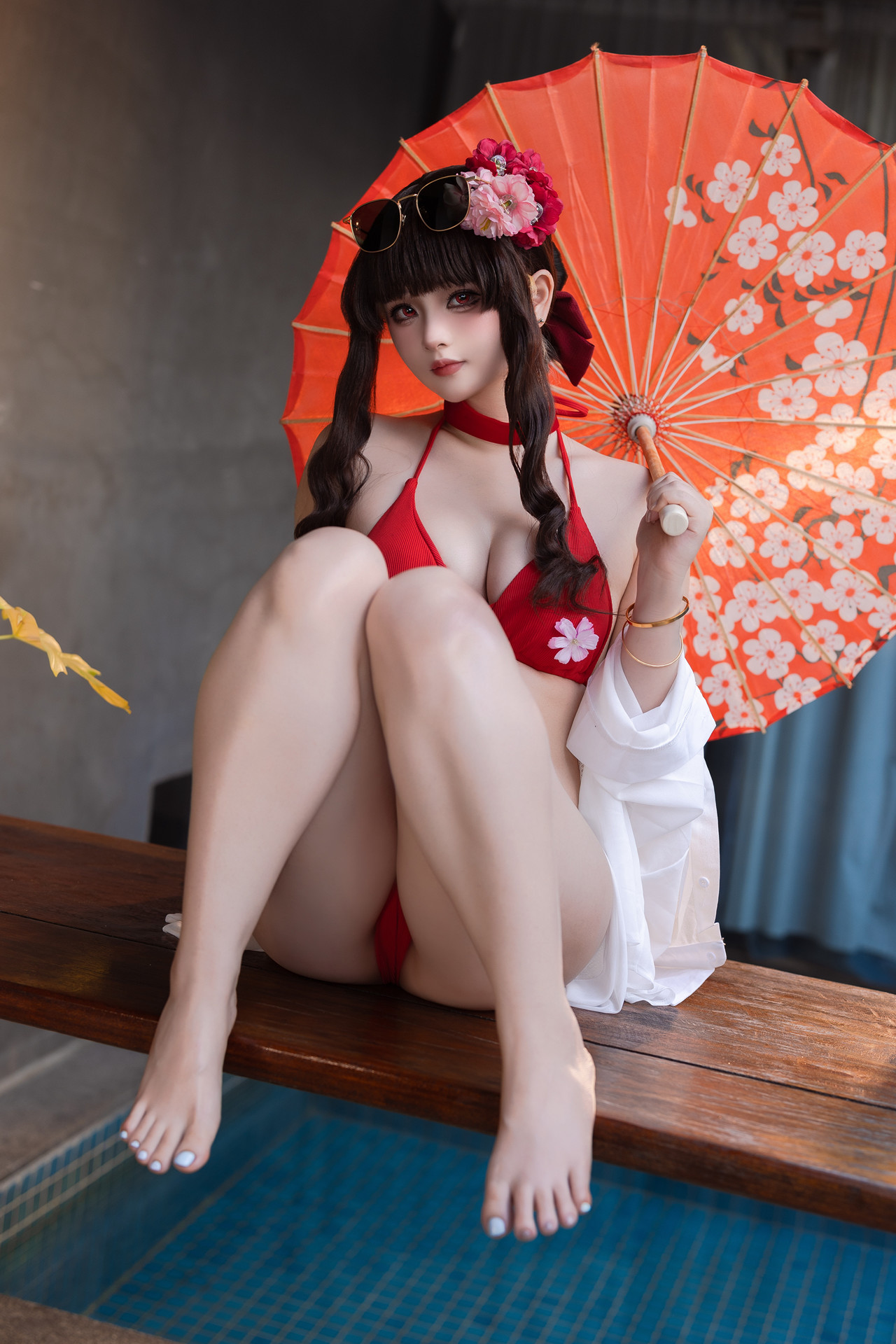 Cosplay 屿鱼 – 樱花泳装 Set.01