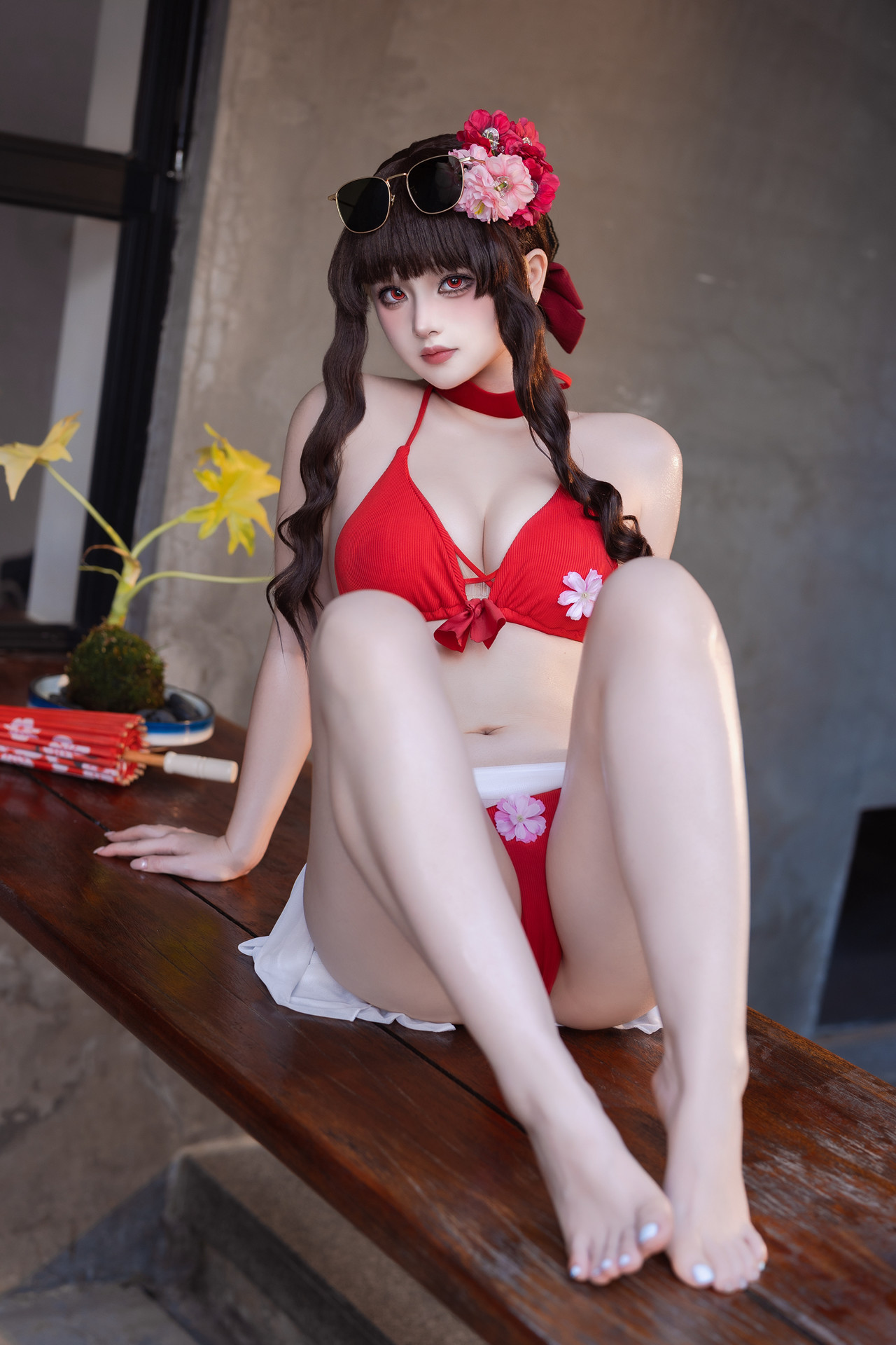 Cosplay 屿鱼 – 樱花泳装 Set.01