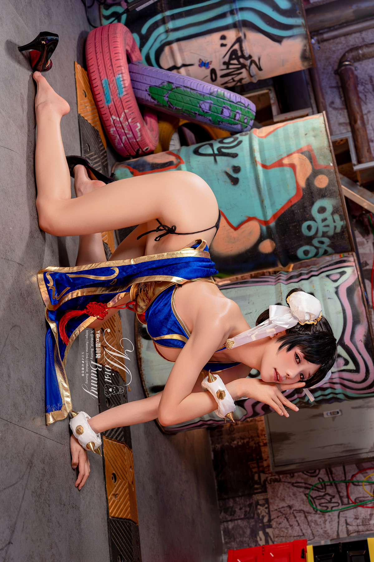 Cosplay 黏黏团子兔 – 2月作品『街霸-春丽』桃花旗袍 Set.02