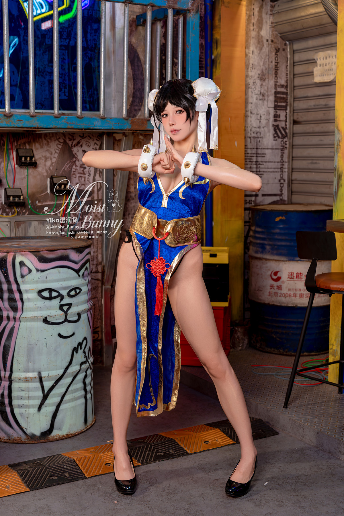 Cosplay 黏黏团子兔 – 2月作品『街霸-春丽』桃花旗袍 Set.01