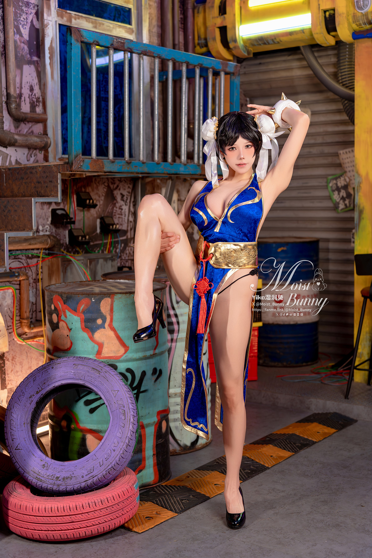 Cosplay 黏黏团子兔 – 2月作品『街霸-春丽』桃花旗袍 Set.01