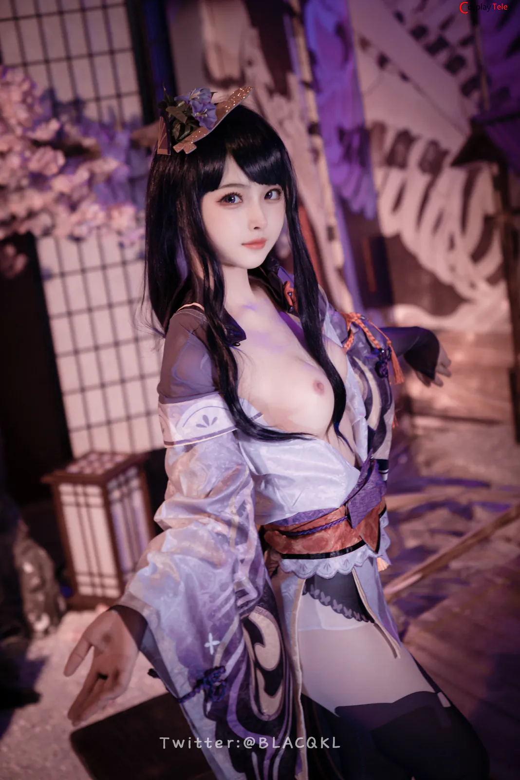 Blacqkl (白莉爱吃巧克力) cosplay Raiden Shogun – Genshin Impact