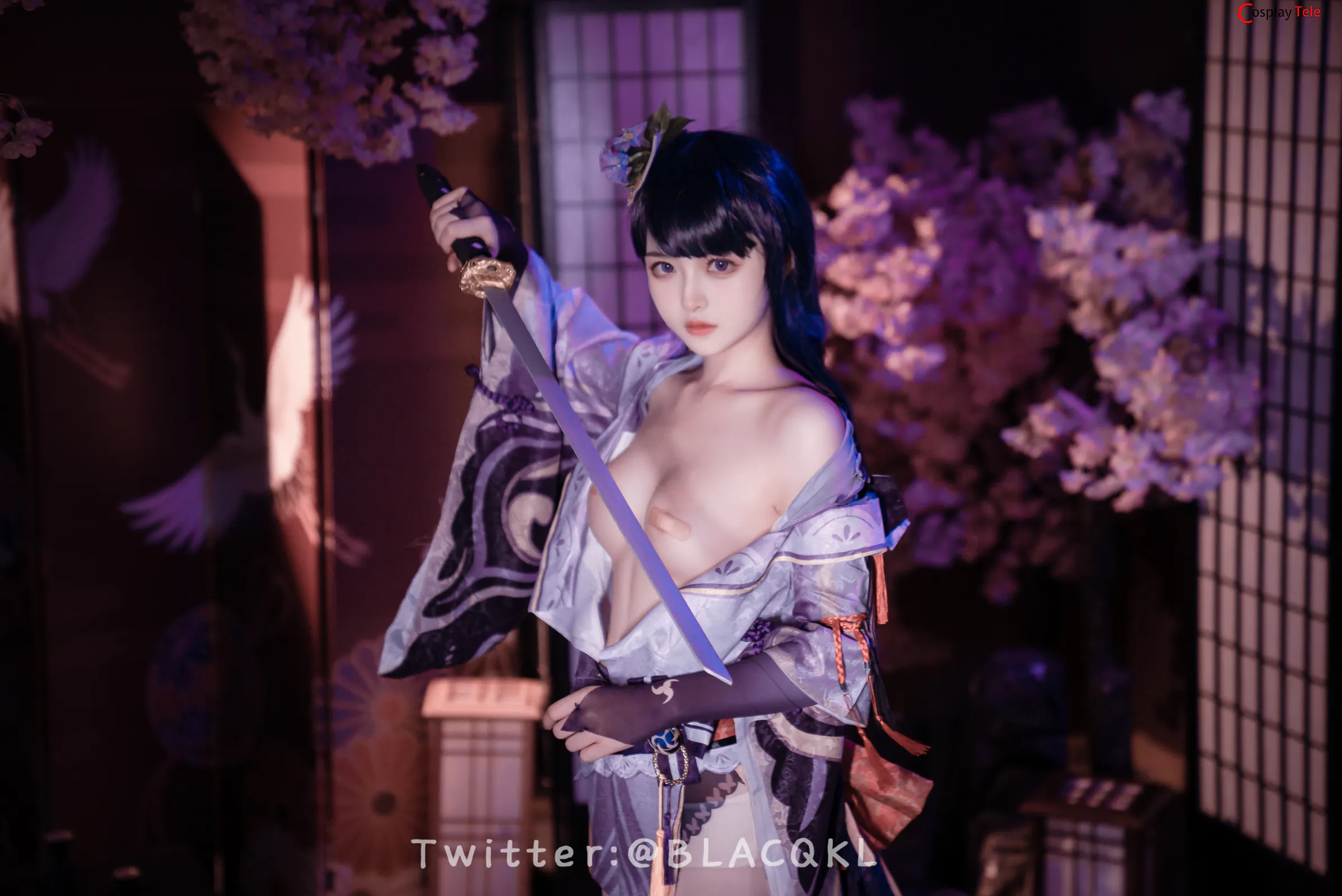 Blacqkl (白莉爱吃巧克力) cosplay Raiden Shogun – Genshin Impact
