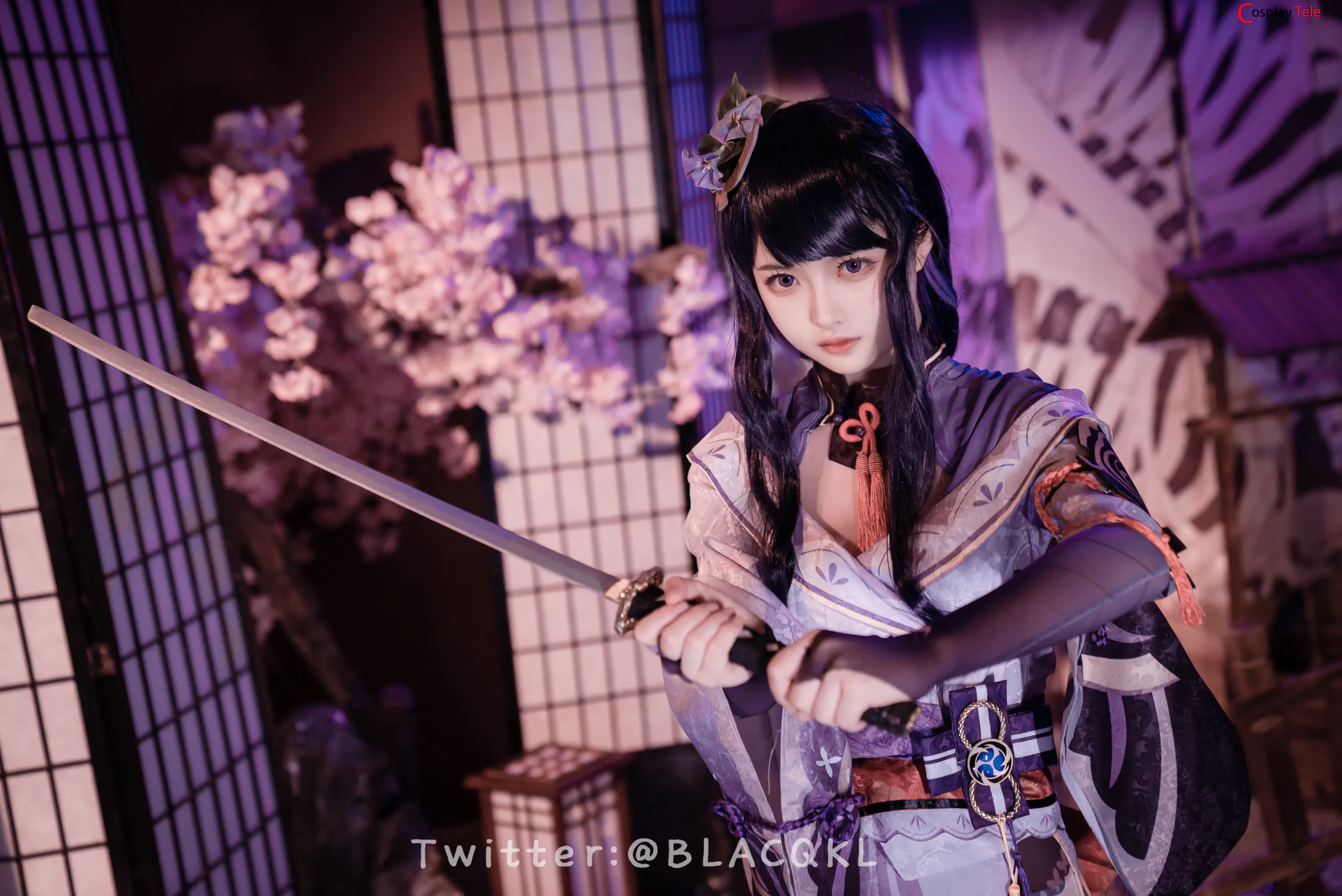 Blacqkl (白莉爱吃巧克力) cosplay Raiden Shogun – Genshin Impact