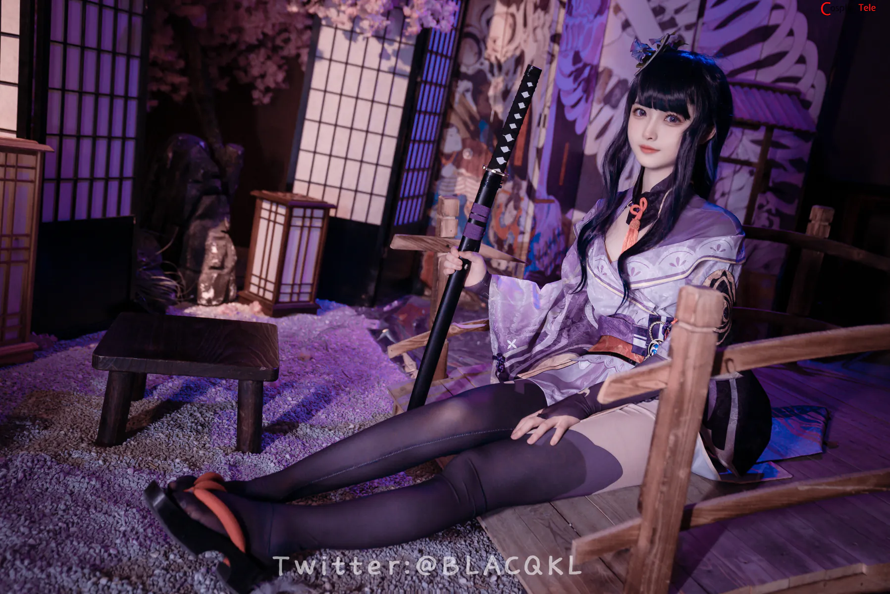 Blacqkl (白莉爱吃巧克力) cosplay Raiden Shogun – Genshin Impact