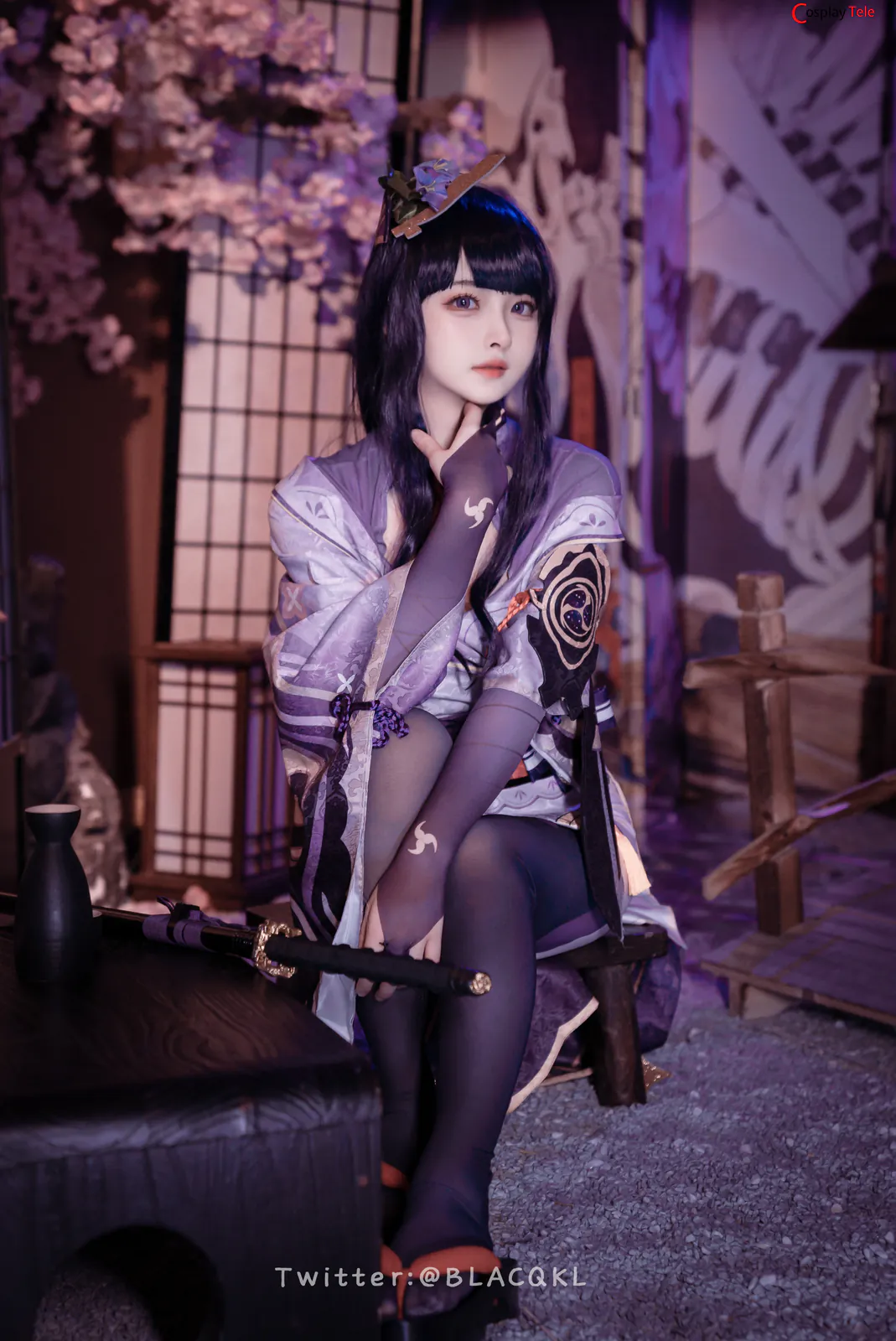 Blacqkl (白莉爱吃巧克力) cosplay Raiden Shogun – Genshin Impact
