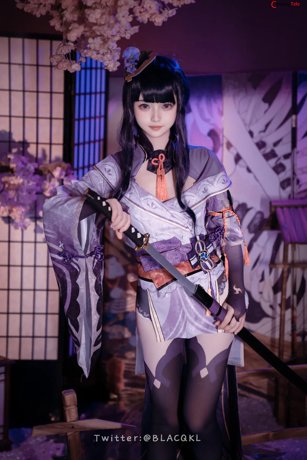 Blacqkl (白莉爱吃巧克力) cosplay Raiden Shogun – Genshin Impact
