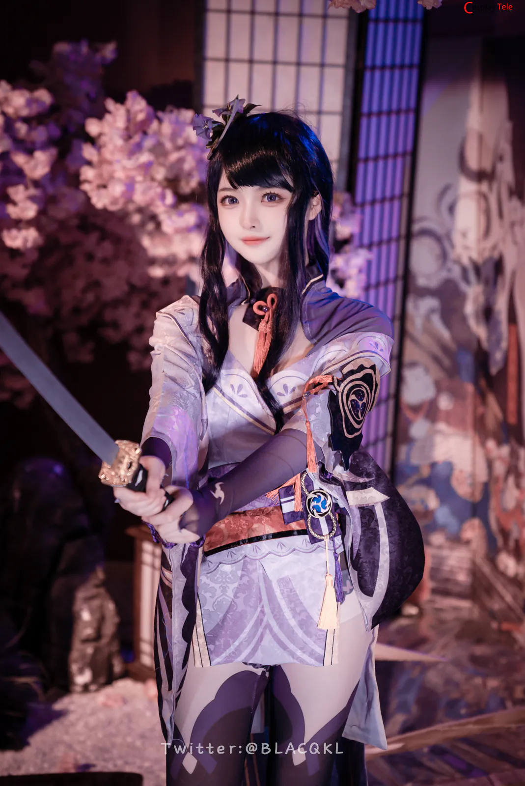 Blacqkl (白莉爱吃巧克力) cosplay Raiden Shogun – Genshin Impact