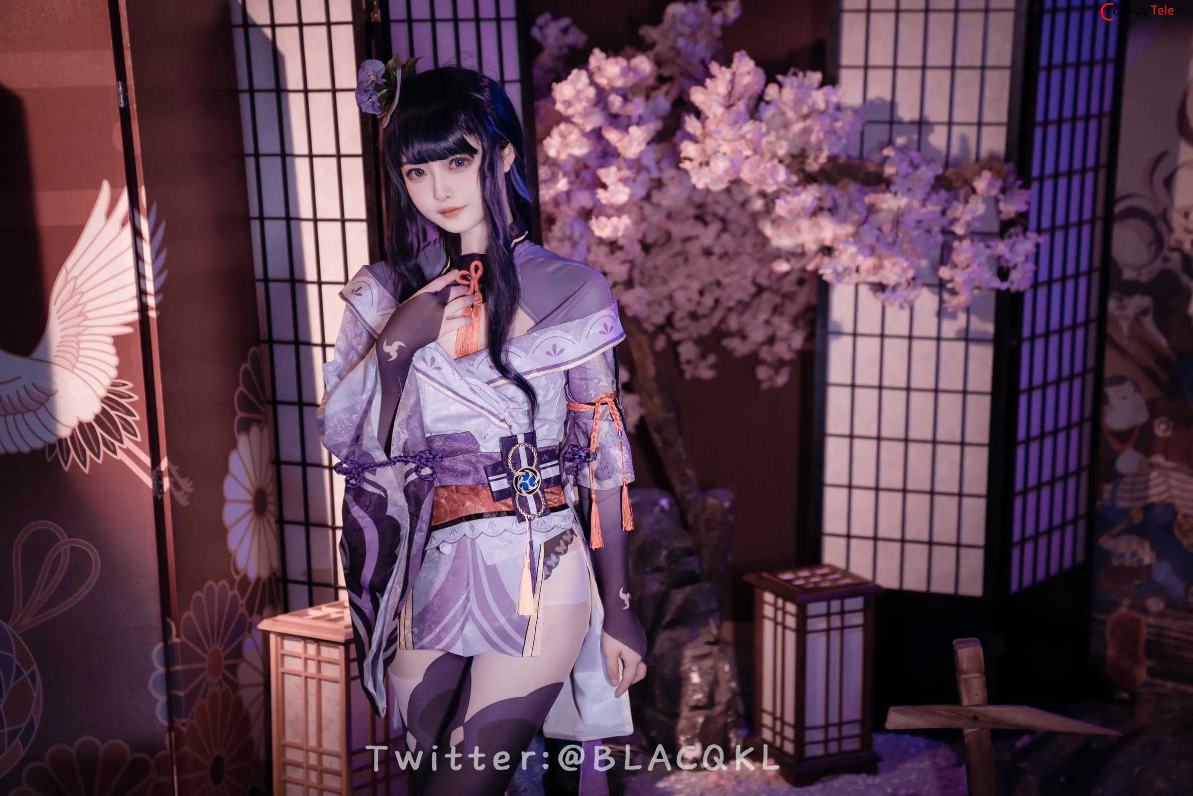 Blacqkl (白莉爱吃巧克力) cosplay Raiden Shogun – Genshin Impact