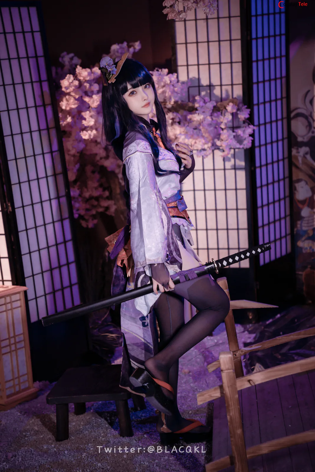 Blacqkl (白莉爱吃巧克力) cosplay Raiden Shogun – Genshin Impact