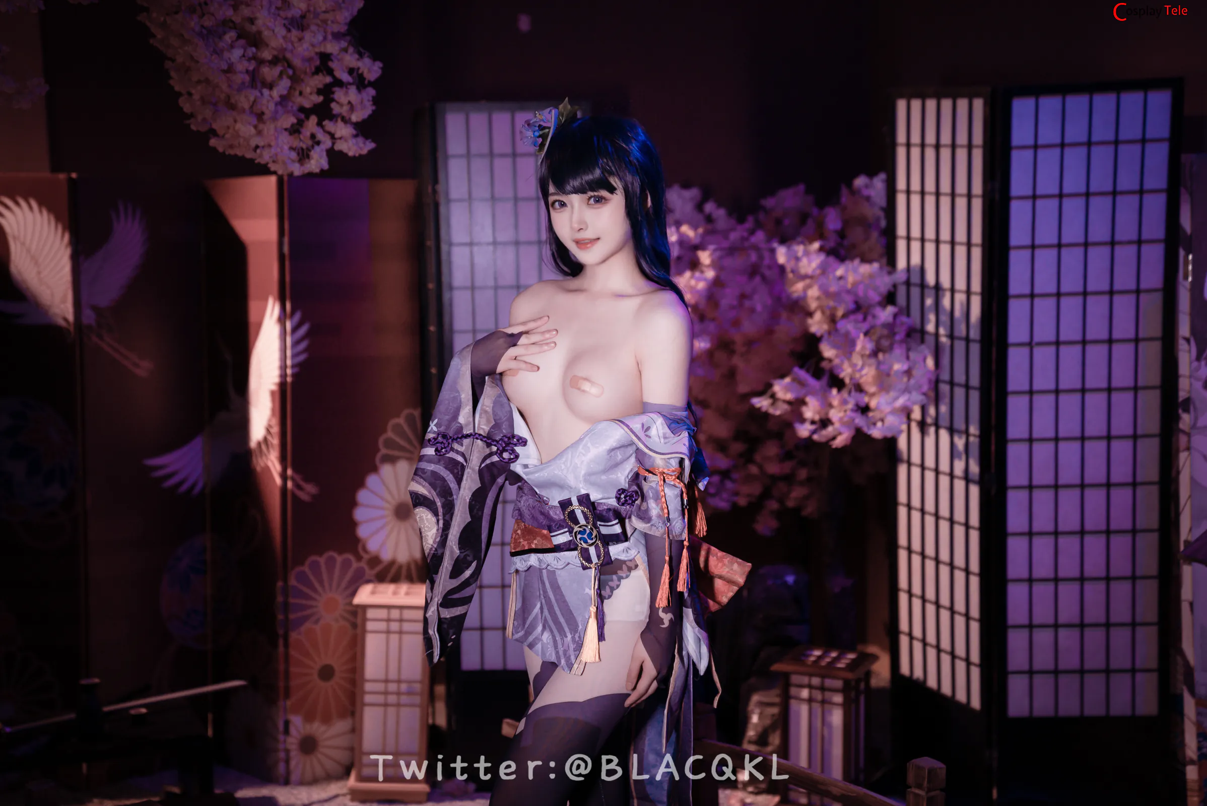Blacqkl (白莉爱吃巧克力) cosplay Raiden Shogun – Genshin Impact