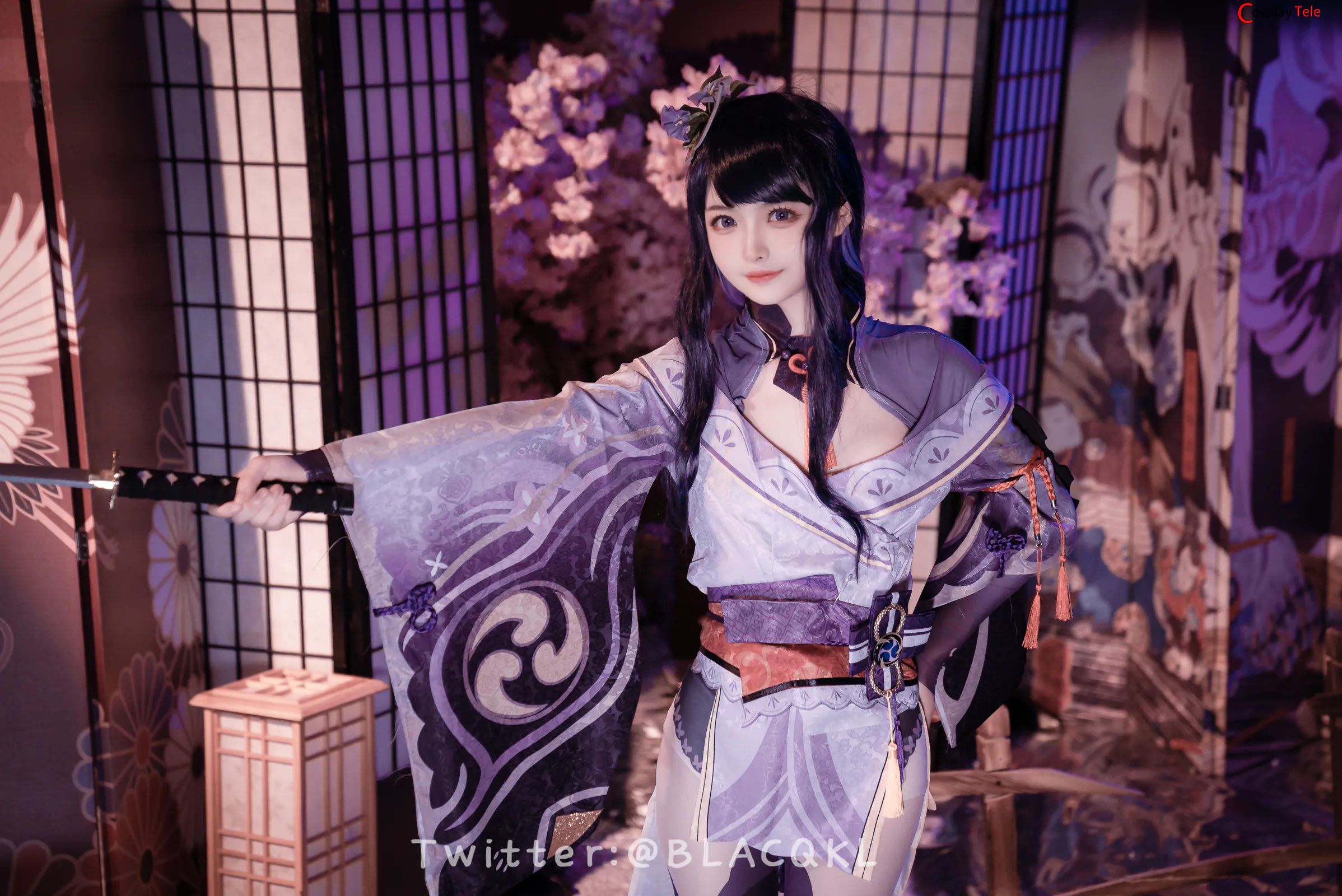 Blacqkl (白莉爱吃巧克力) cosplay Raiden Shogun – Genshin Impact