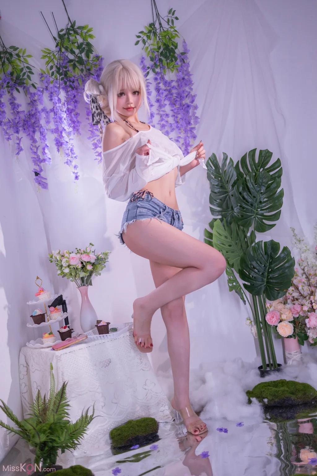 Coser@星黛鹿鹿_ 罩纱豹纹泳装