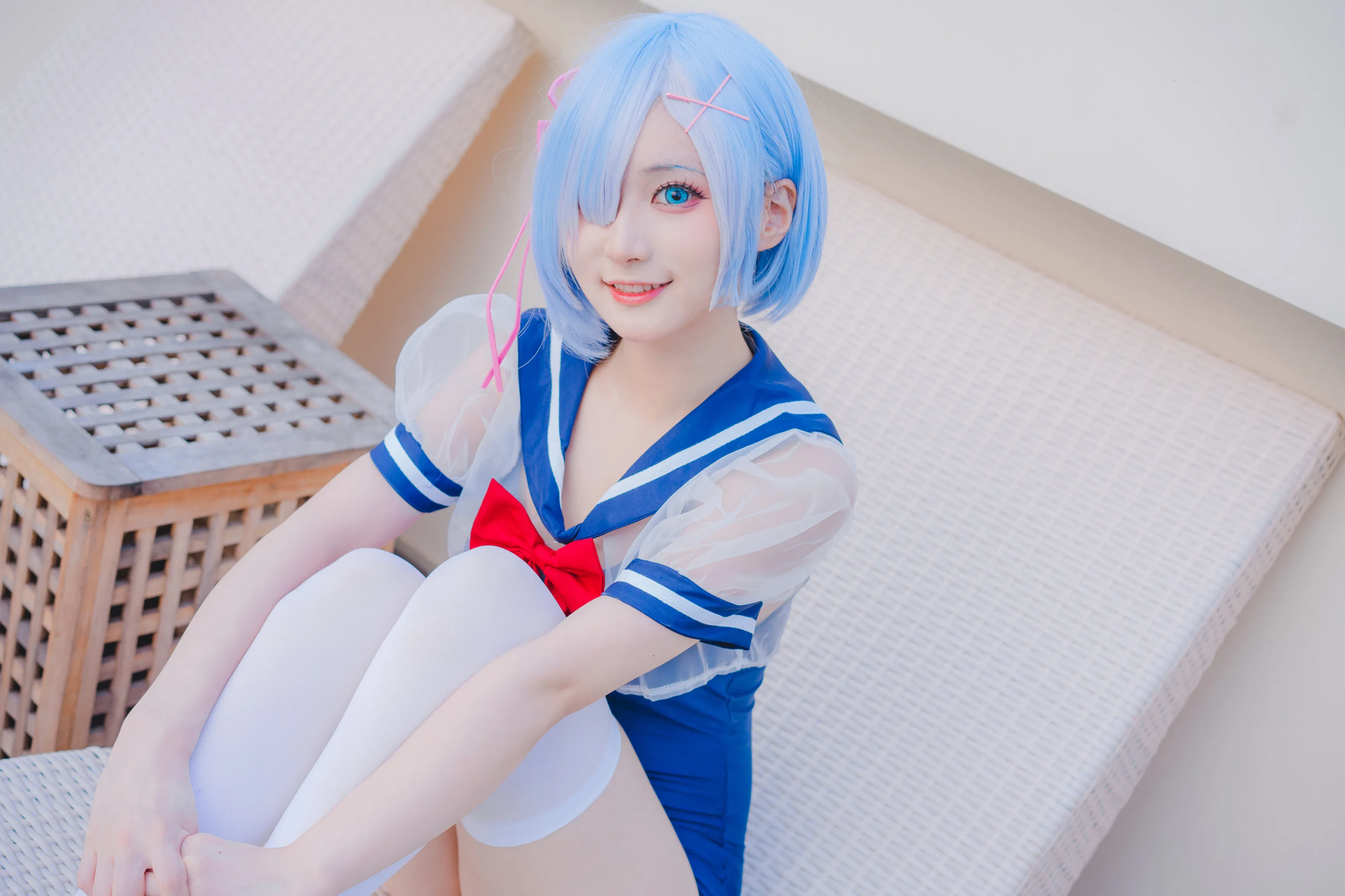 [Cosplay] 幼愛youmeko - 蕾姆泳装