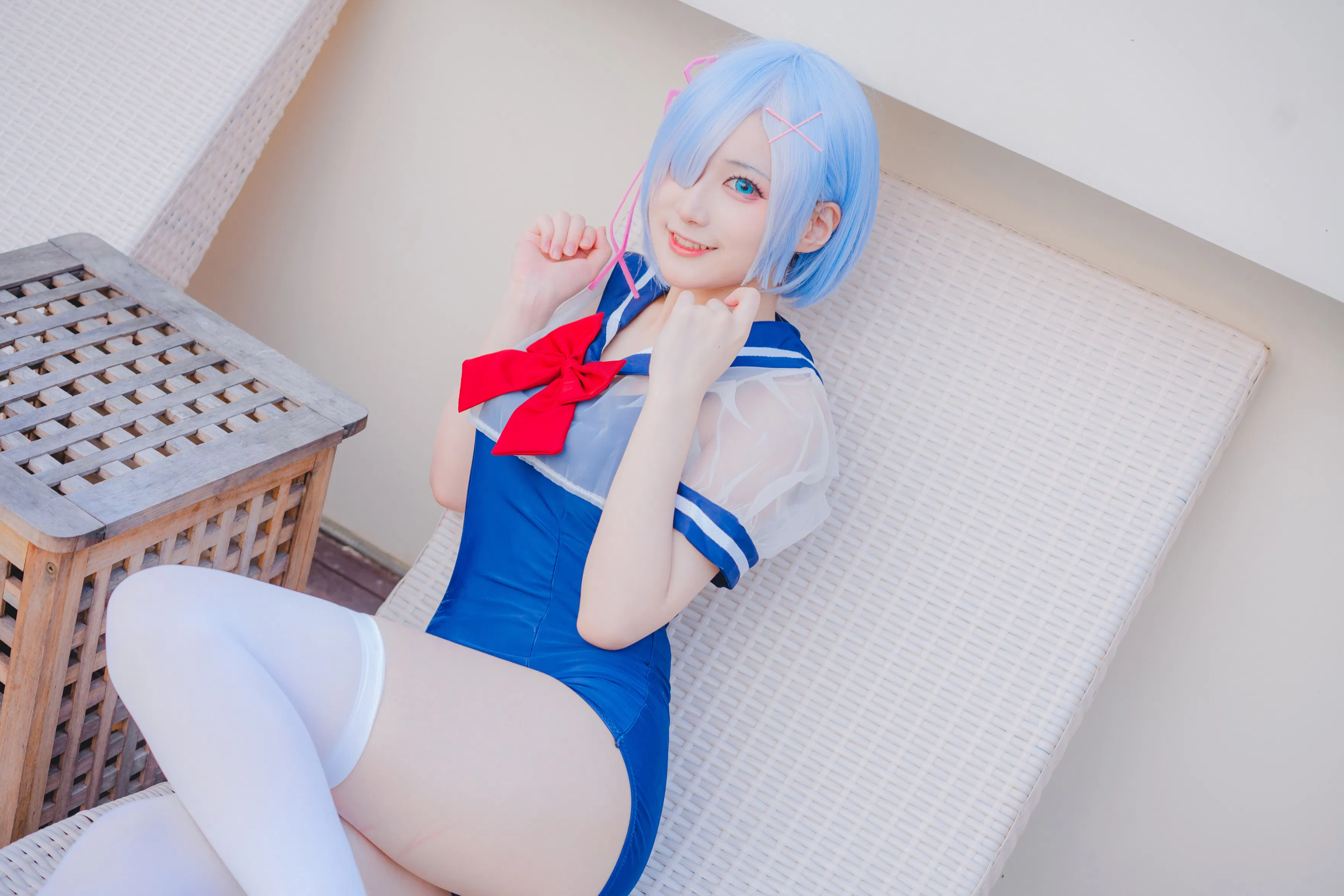 [Cosplay] 幼愛youmeko - 蕾姆泳装