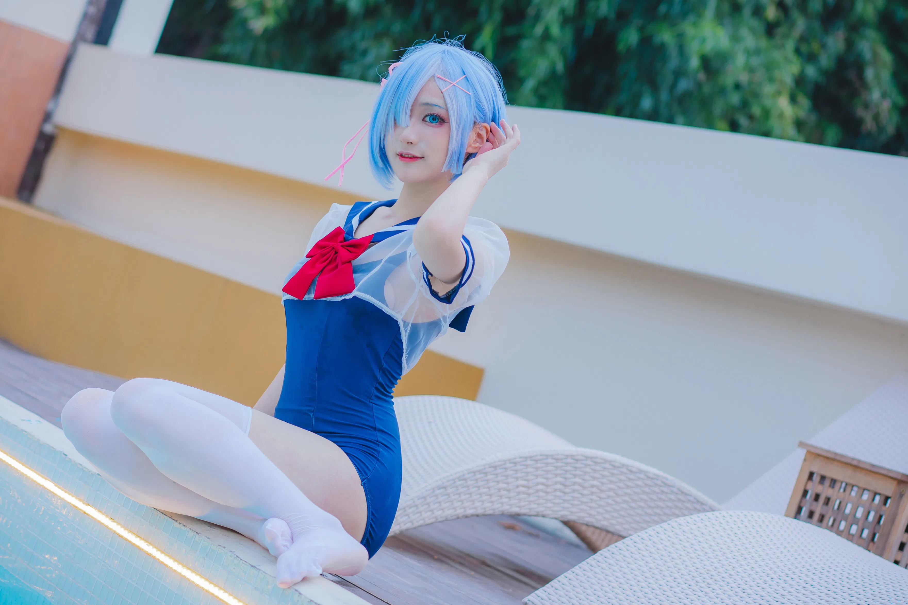 [Cosplay] 幼愛youmeko - 蕾姆泳装