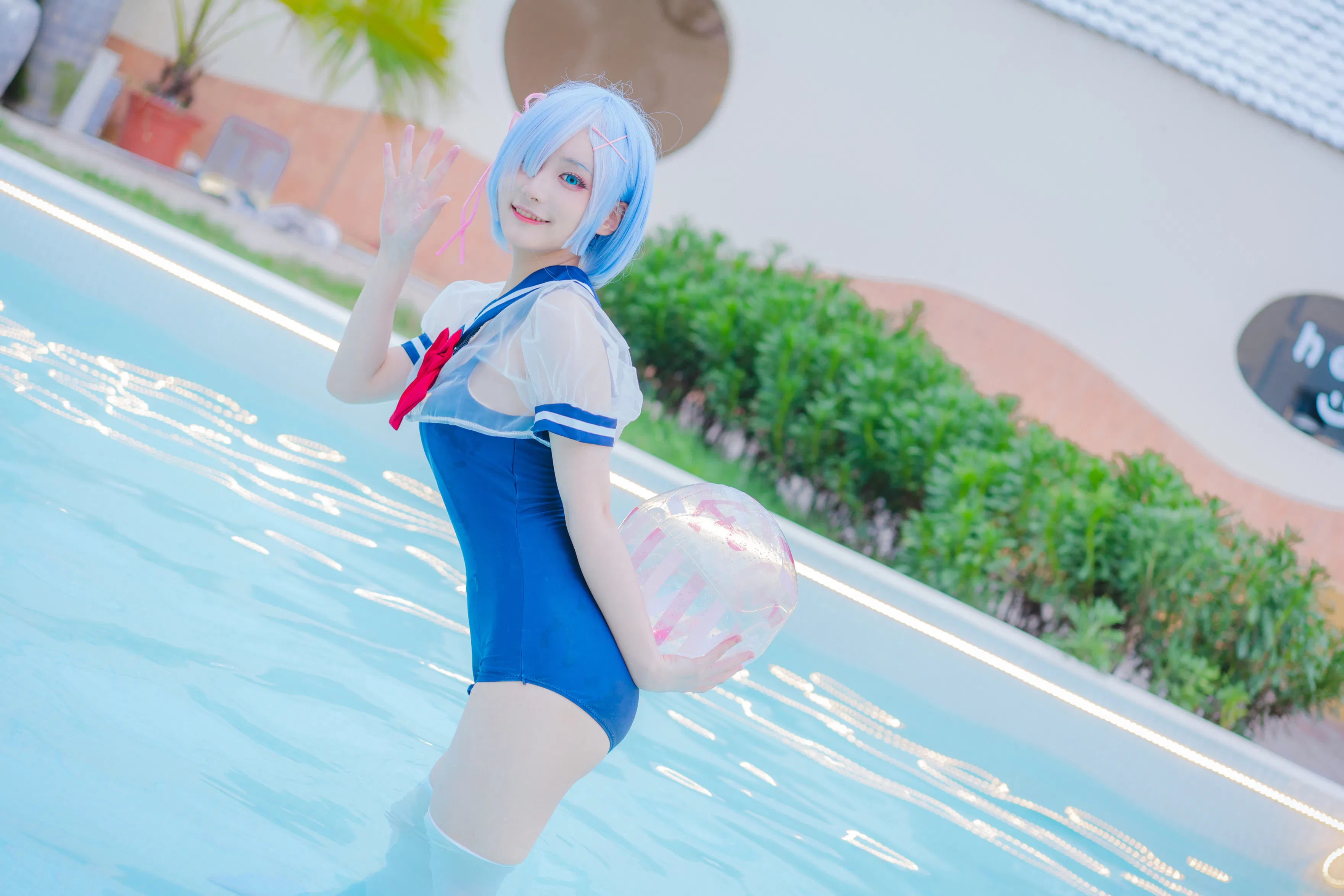 [Cosplay] 幼愛youmeko - 蕾姆泳装
