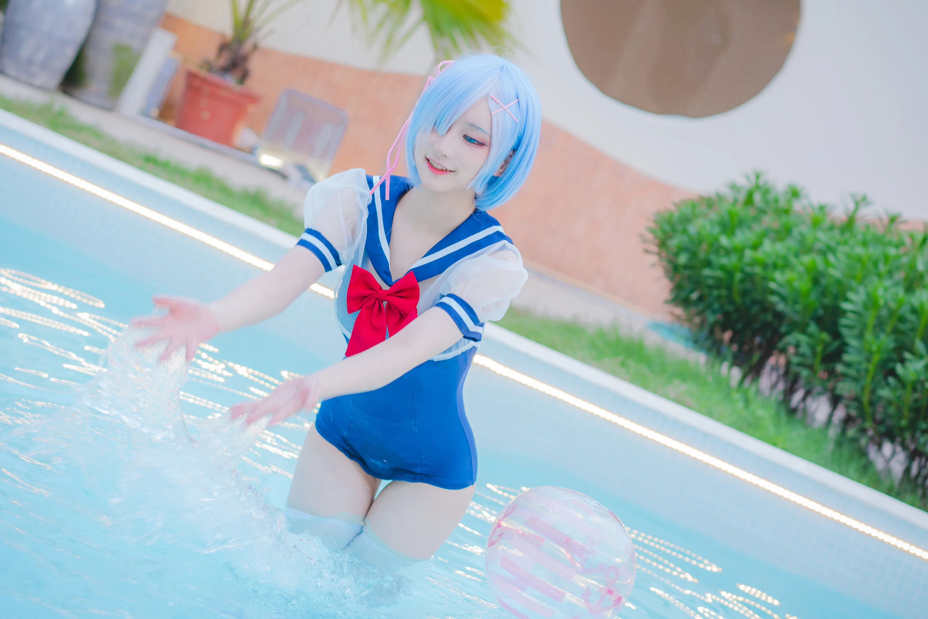 [Cosplay] 幼愛youmeko - 蕾姆泳装