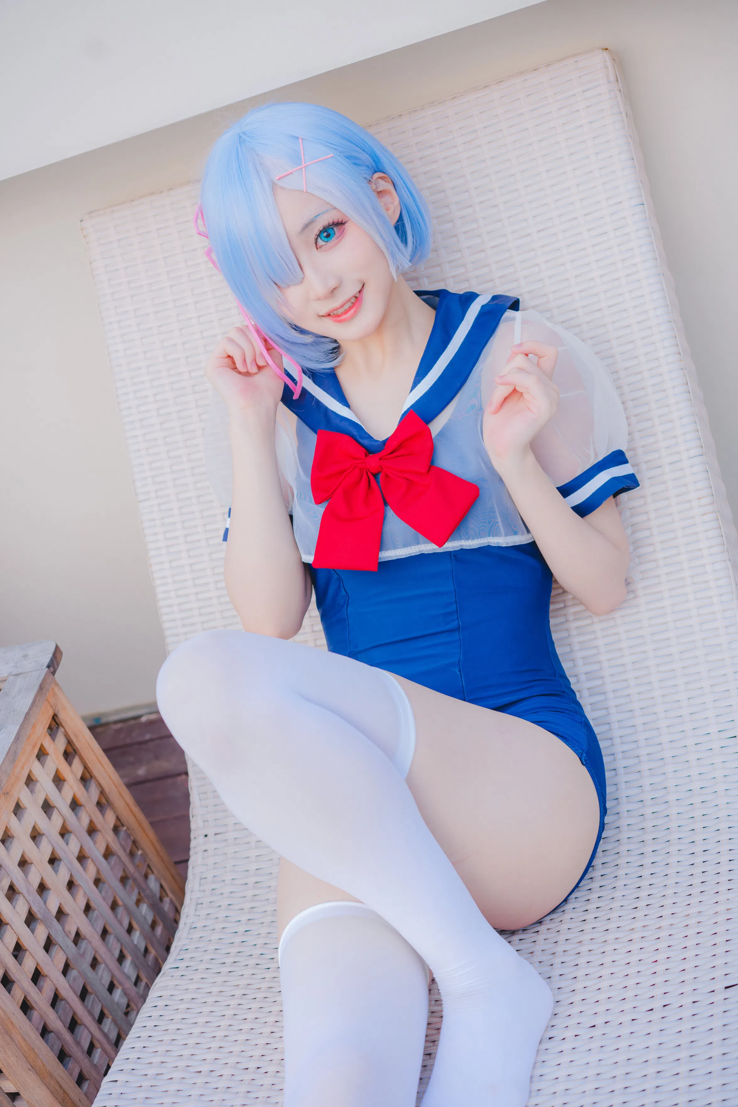 [Cosplay] 幼愛youmeko - 蕾姆泳装