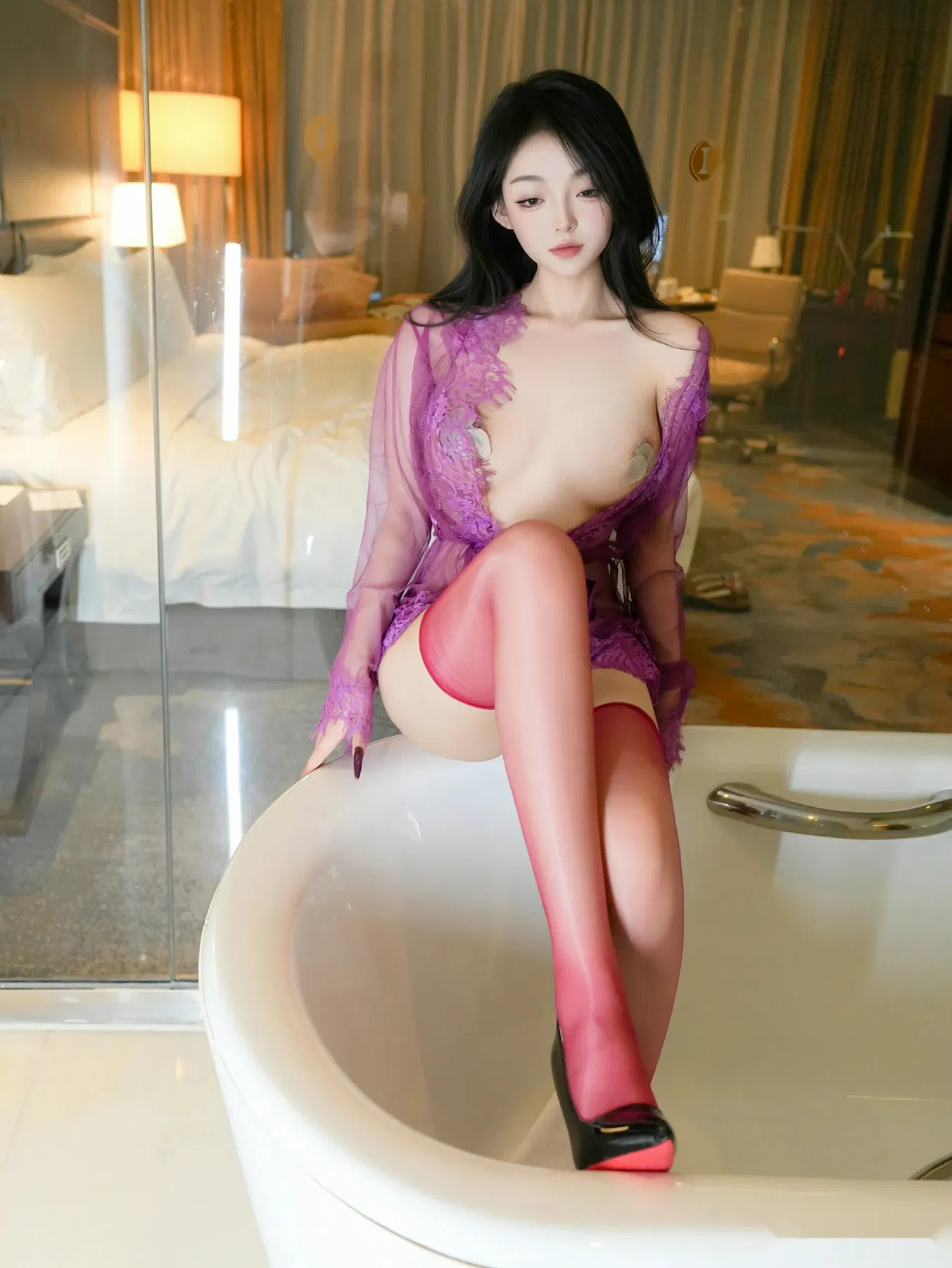 白琮瑗 紫色丝袜