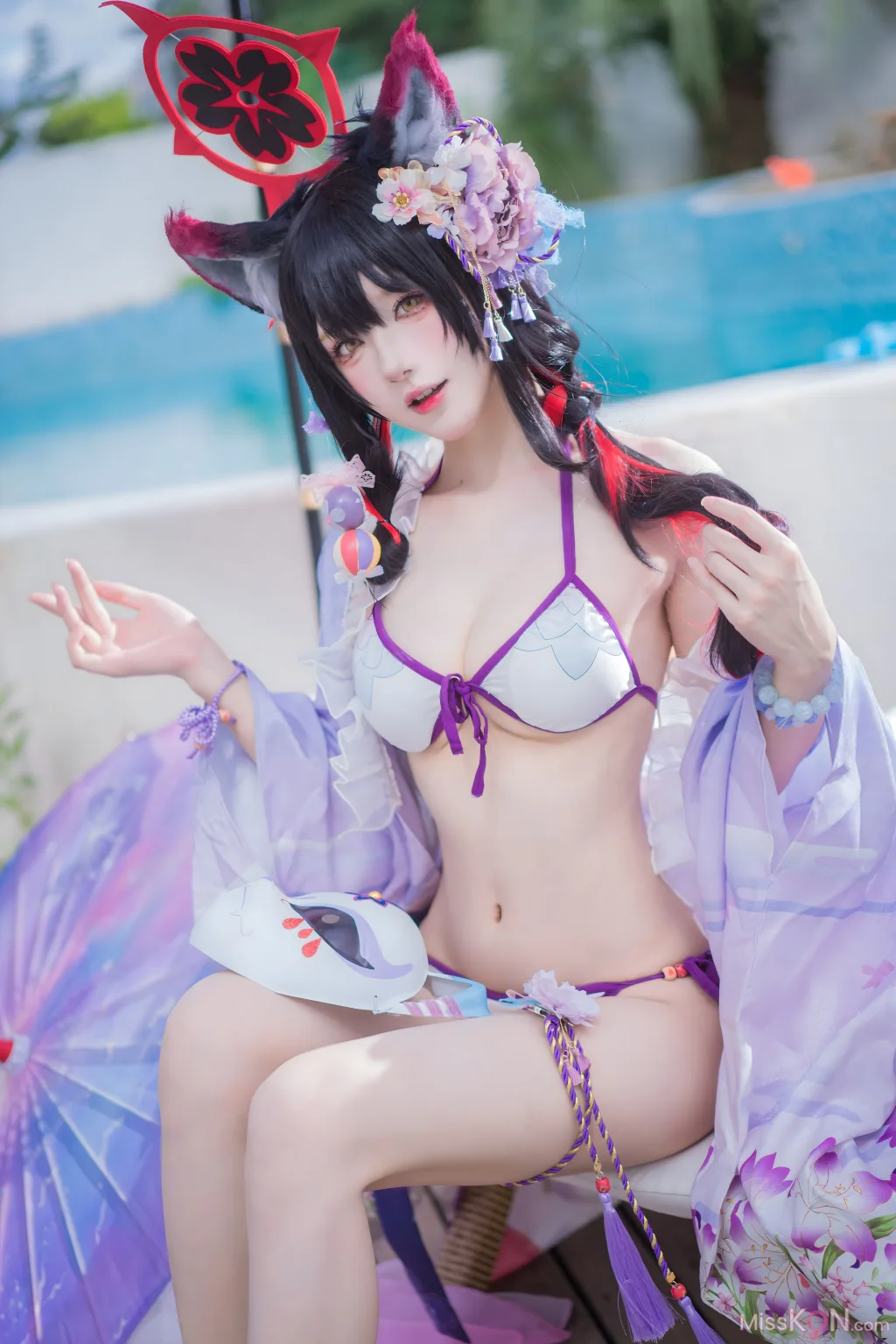 Coser@阿包也是兔娘_ 蔚蓝档案 狐坂若藻 水着
