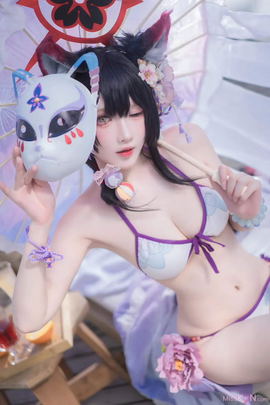 Coser@阿包也是兔娘_ 蔚蓝档案 狐坂若藻 水着