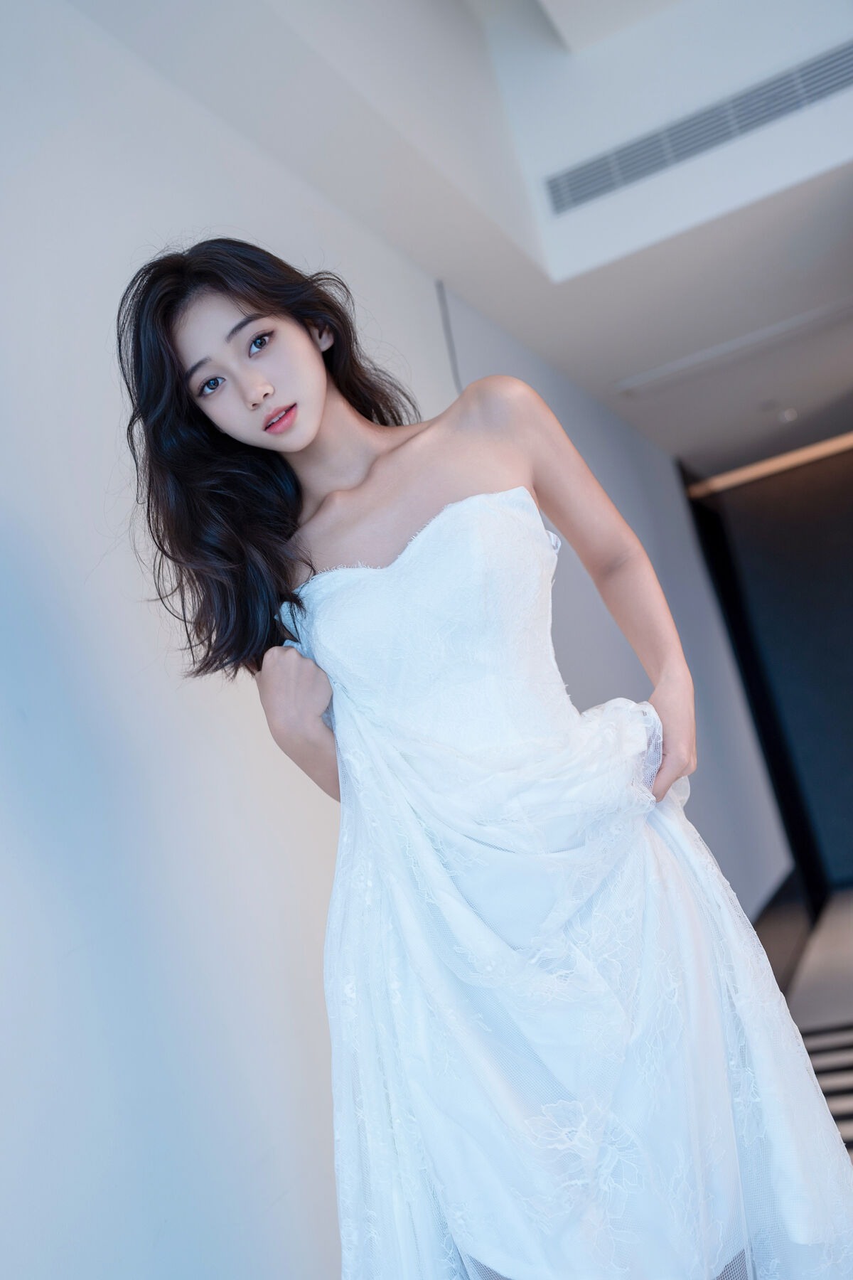 XiuRen秀人网 Uncensored Shi An An 时安安 - R18 秀人网模特 白色蕾丝长裙VS无内肉丝 Part01