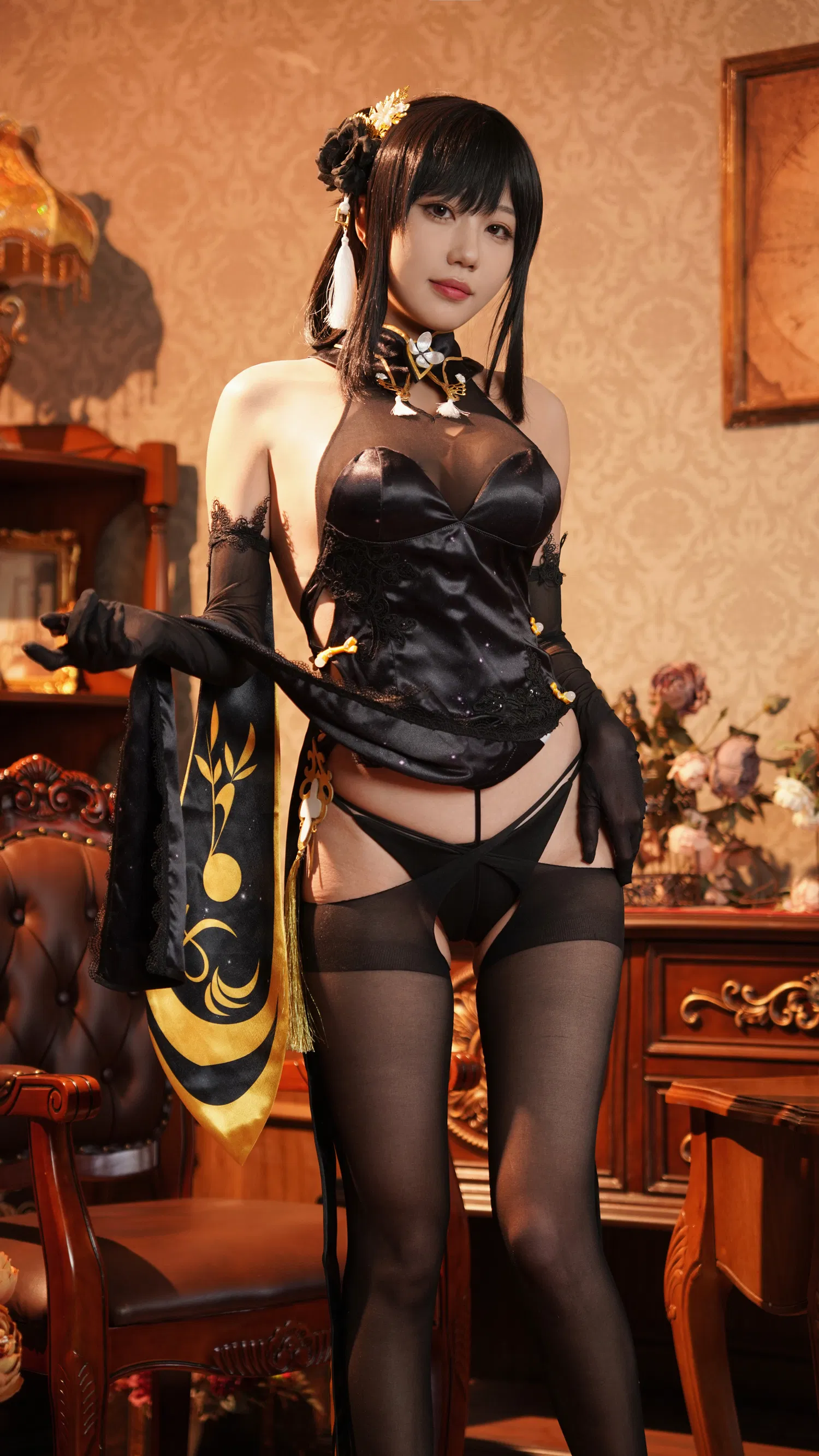 [Cosplay] 无影喵喵Ghost - 镇海黑旗袍