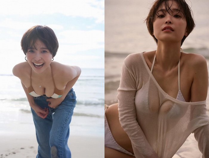 渡邊渚 おっぱいが凄い水着グラビア他画像！