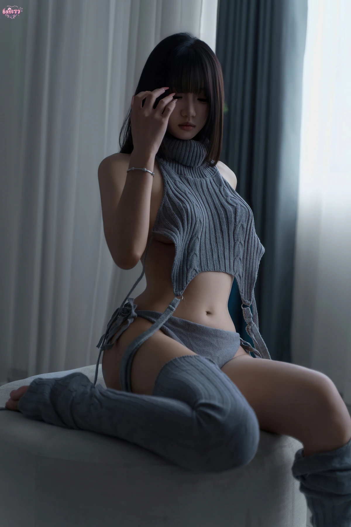 Cosplay 柒柒要乖哦 – 居家毛衣 Set.01
