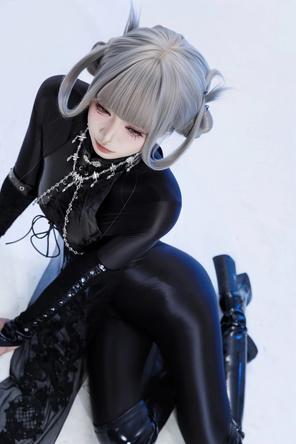 Cosplay 柒柒要乖哦 – 黑靡烟旗袍