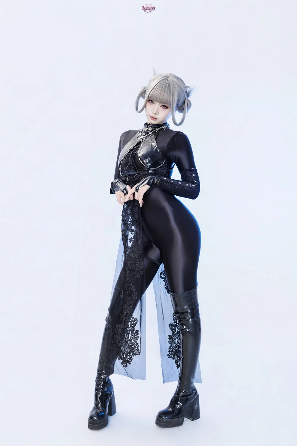 Cosplay 柒柒要乖哦 – 黑靡烟旗袍