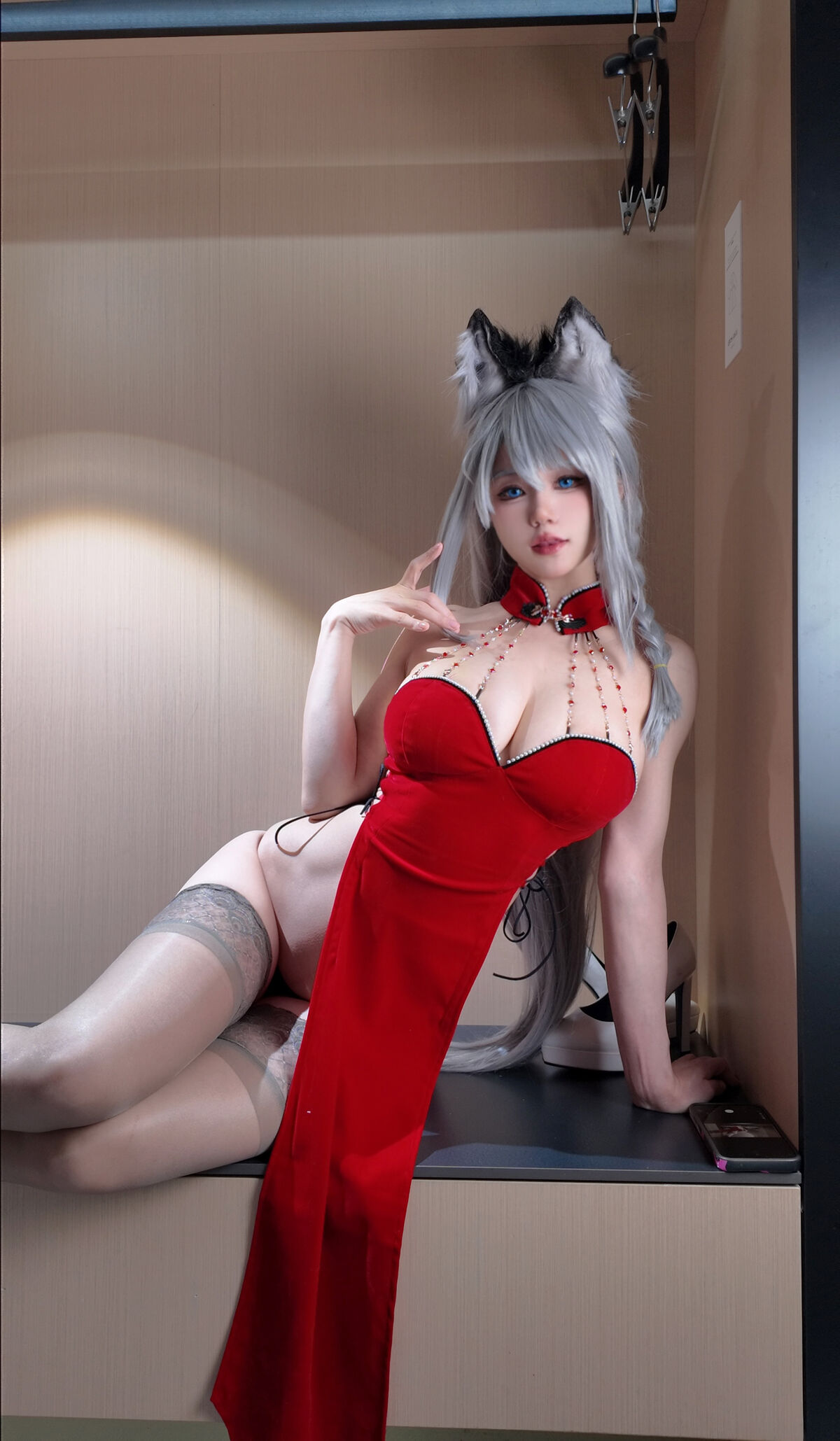 Coser@小仓千代w - 兽耳红丝绒旗袍