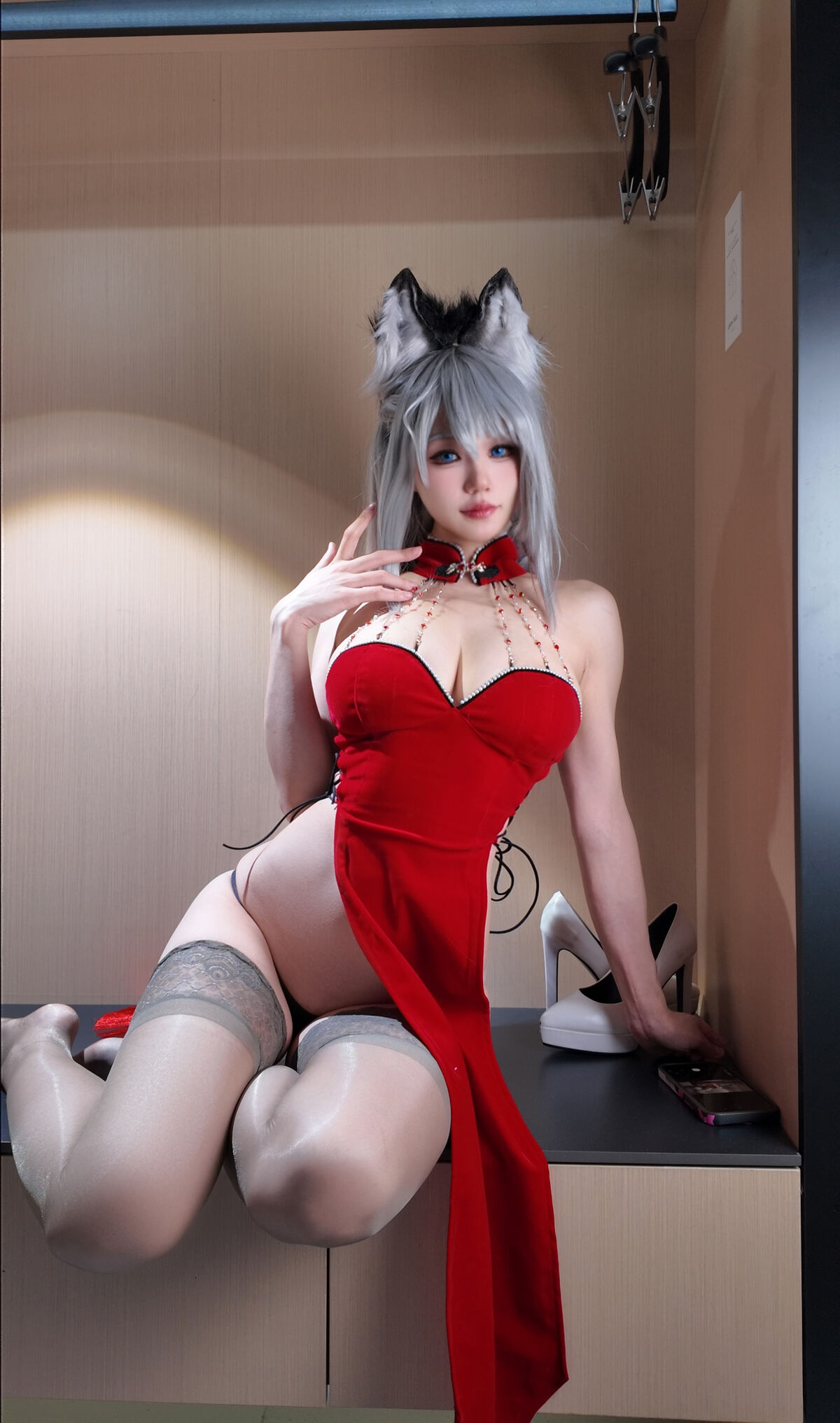 Coser@小仓千代w - 兽耳红丝绒旗袍