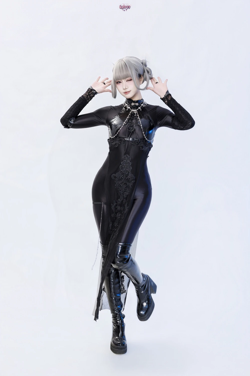 Cosplay 柒柒要乖哦 – 黑靡烟旗袍