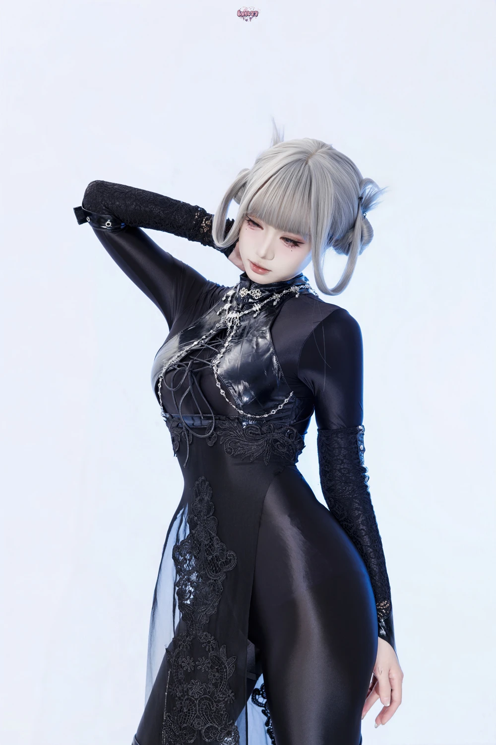 Cosplay 柒柒要乖哦 – 黑靡烟旗袍