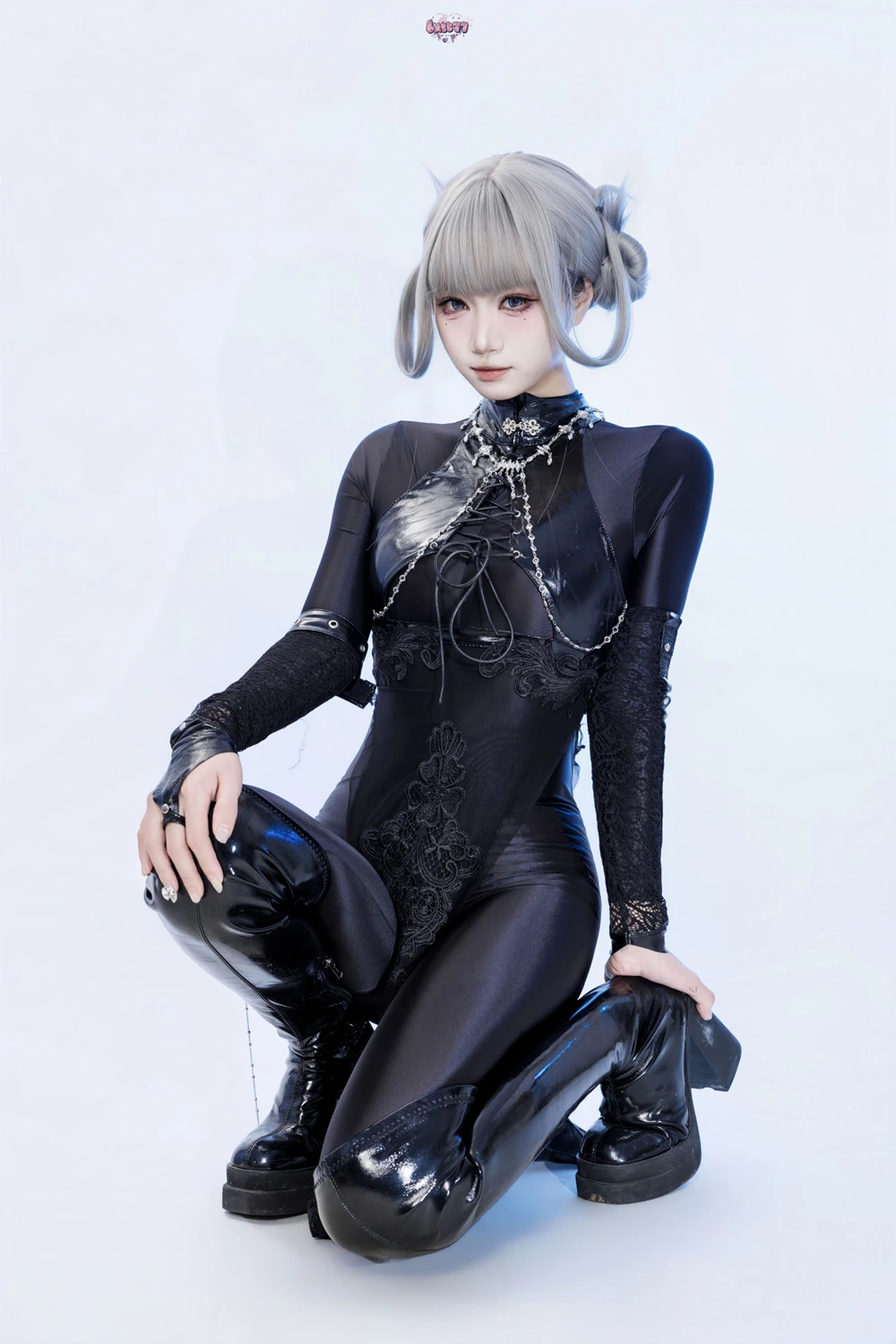 Cosplay 柒柒要乖哦 – 黑靡烟旗袍