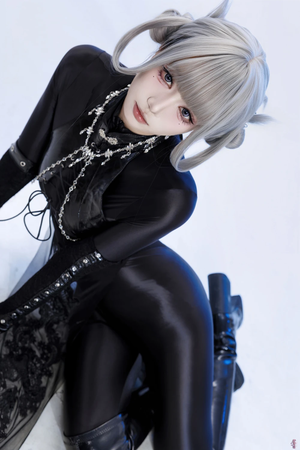 Cosplay 柒柒要乖哦 – 黑靡烟旗袍