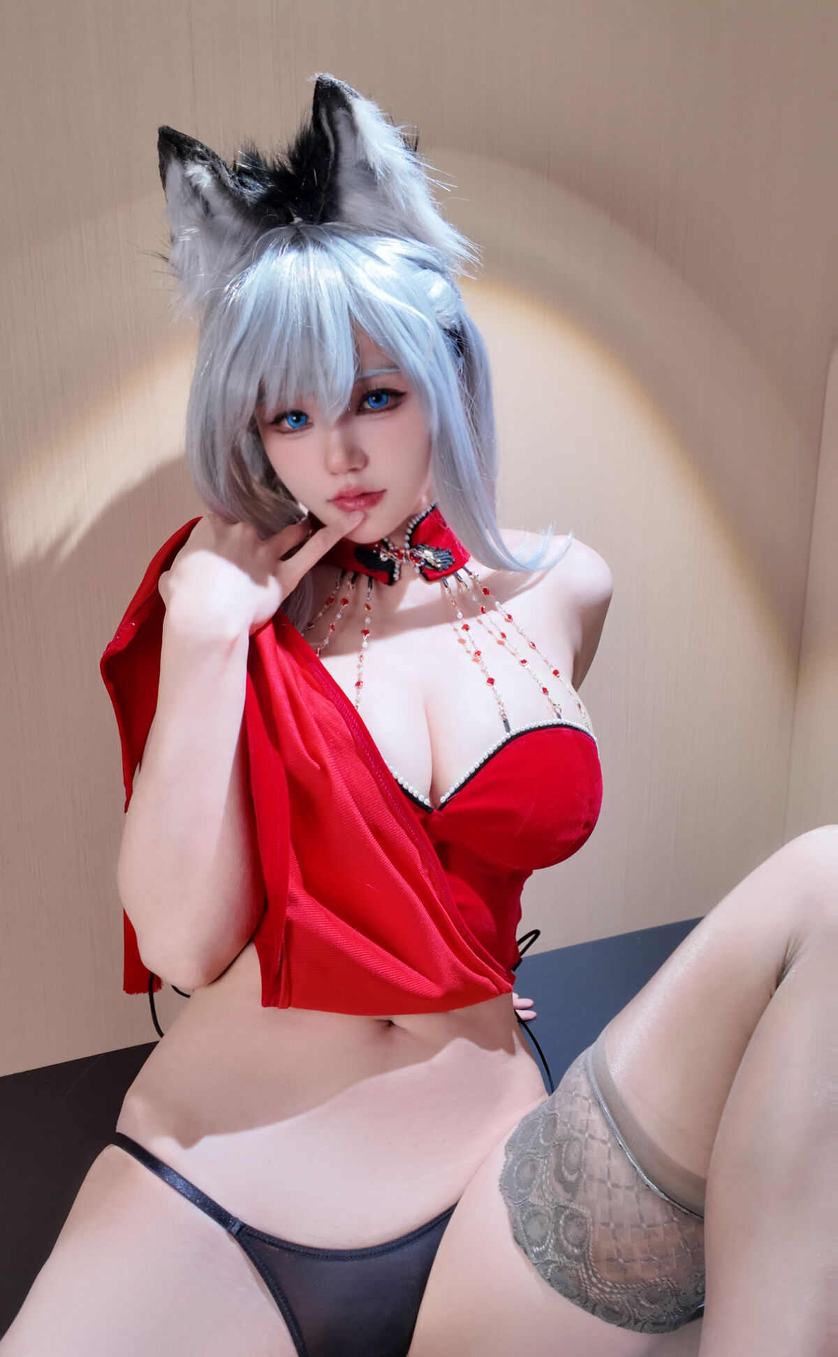 Coser@小仓千代w - 兽耳红丝绒旗袍