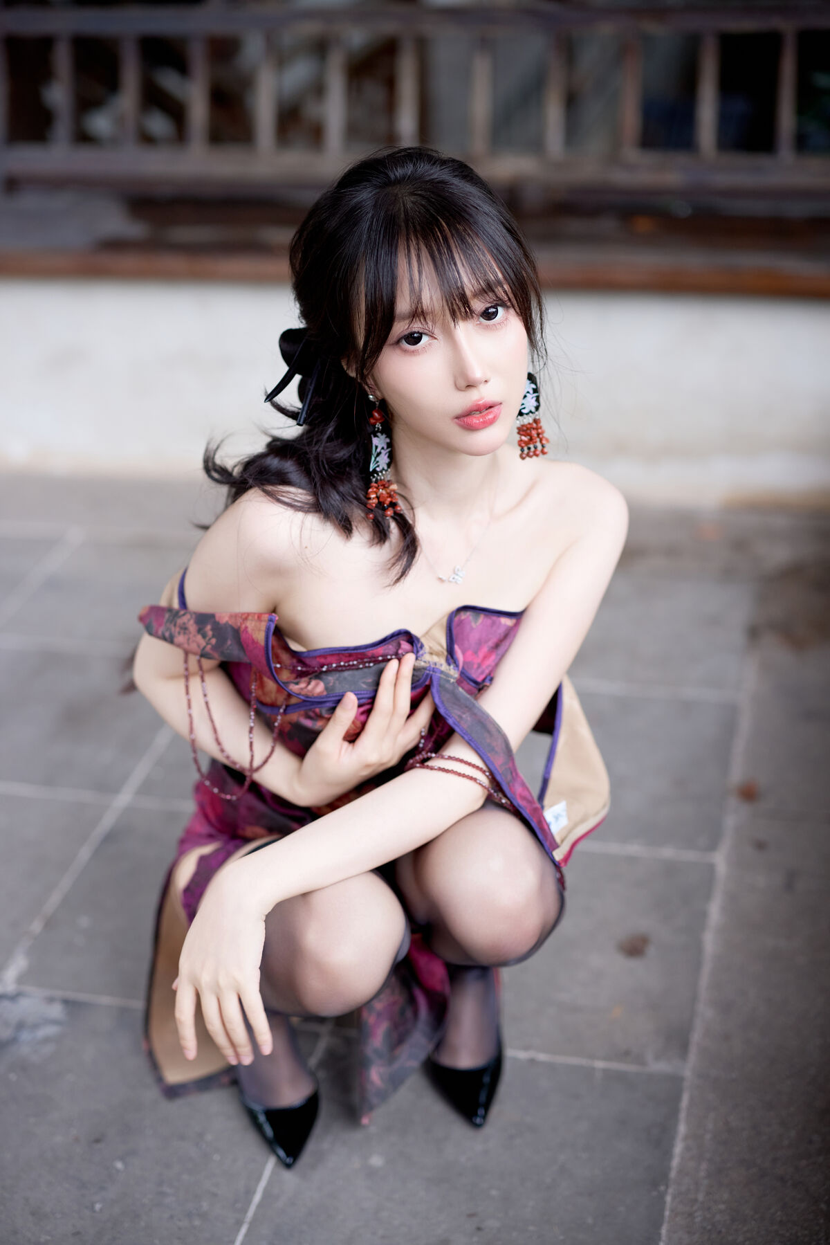 内购无水印 Yue Er Yue Er 玥儿玥er - 秀人网模特 紫色旗袍