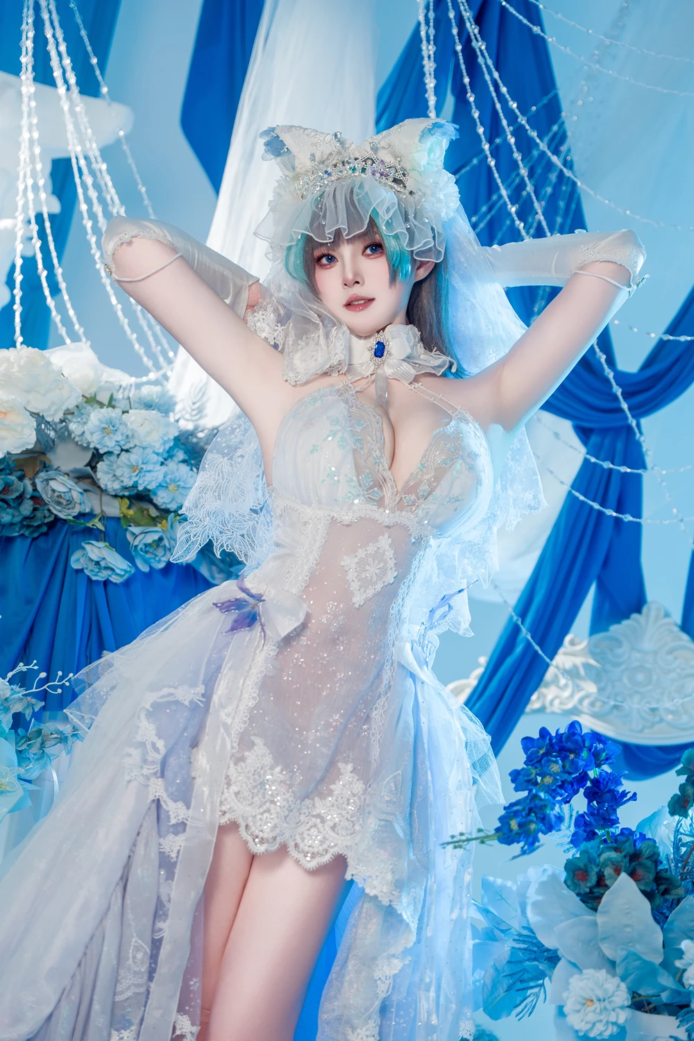 Cosplay Natsuko夏夏子 – 碧蓝航线 柴郡婚纱